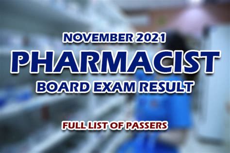 PhLE RESULTS: November 2021 Pharmacist Board Exam Passers.